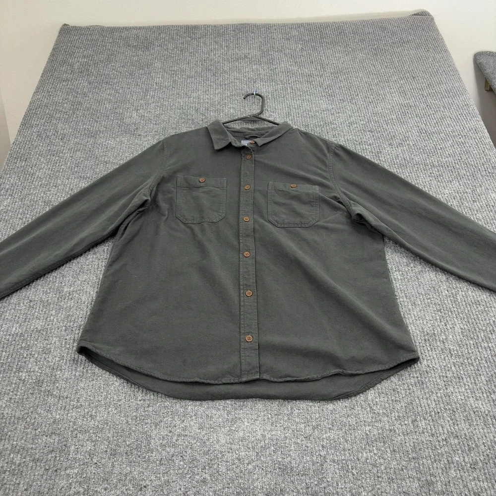 LL Bean Shirt Mens XL Gray Cotton Long Sleeve Button Up Outdoor Casual Style